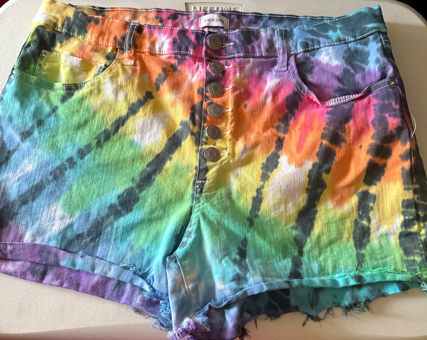 Rainbow tiedye shorts