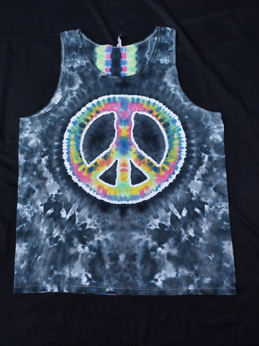 Peace sign tiedye tank - XL