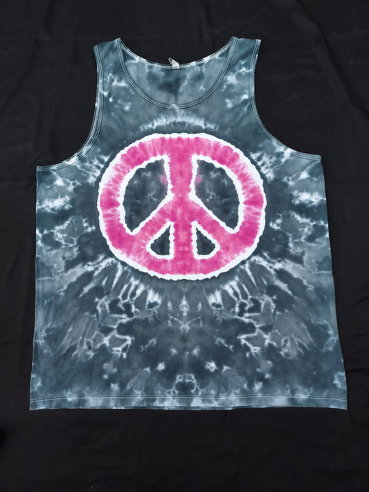 Peace sign tiedye tank - Pink