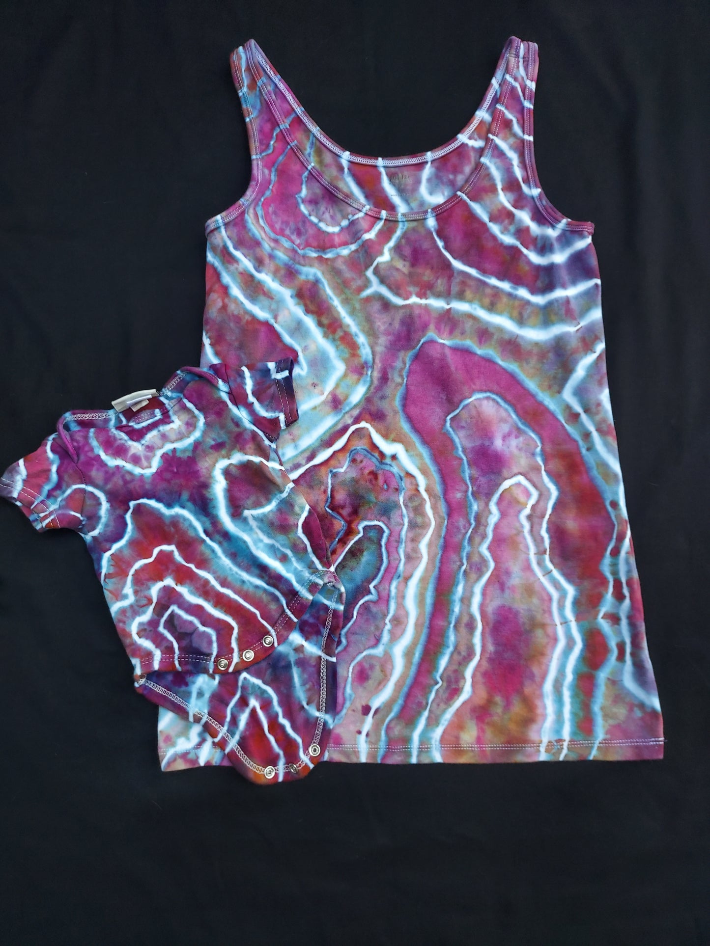 Icedyed Tiedye Geode tank top- Large ( Matching onesie optional)