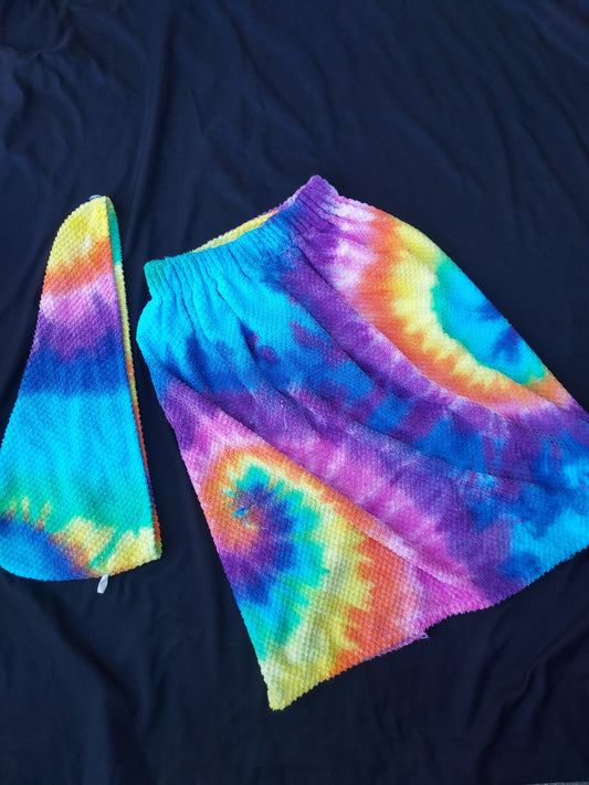 Rainbow tiedye hair & body Towel wrap