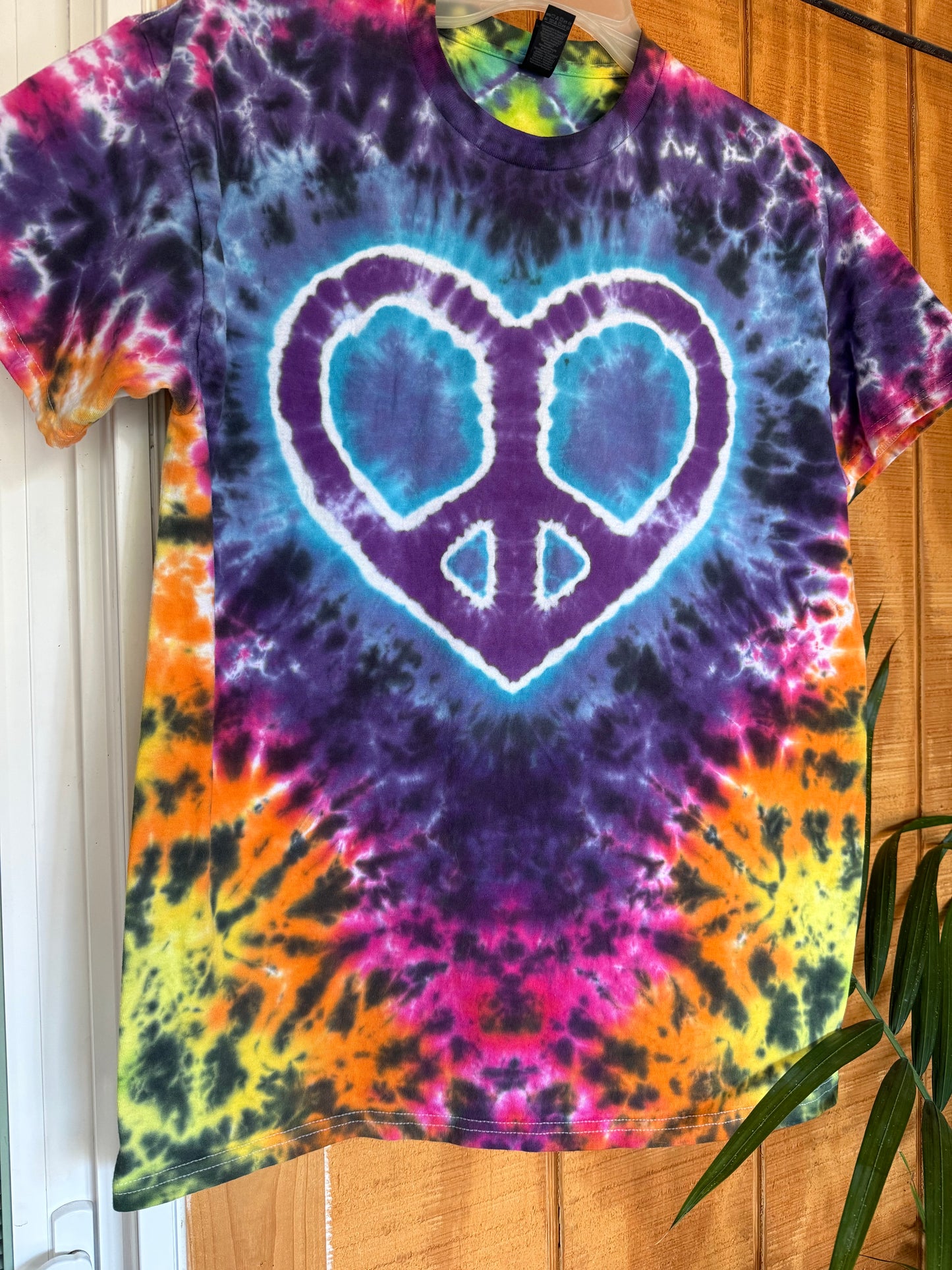 Heart Peace sign tiedye shirt- L
