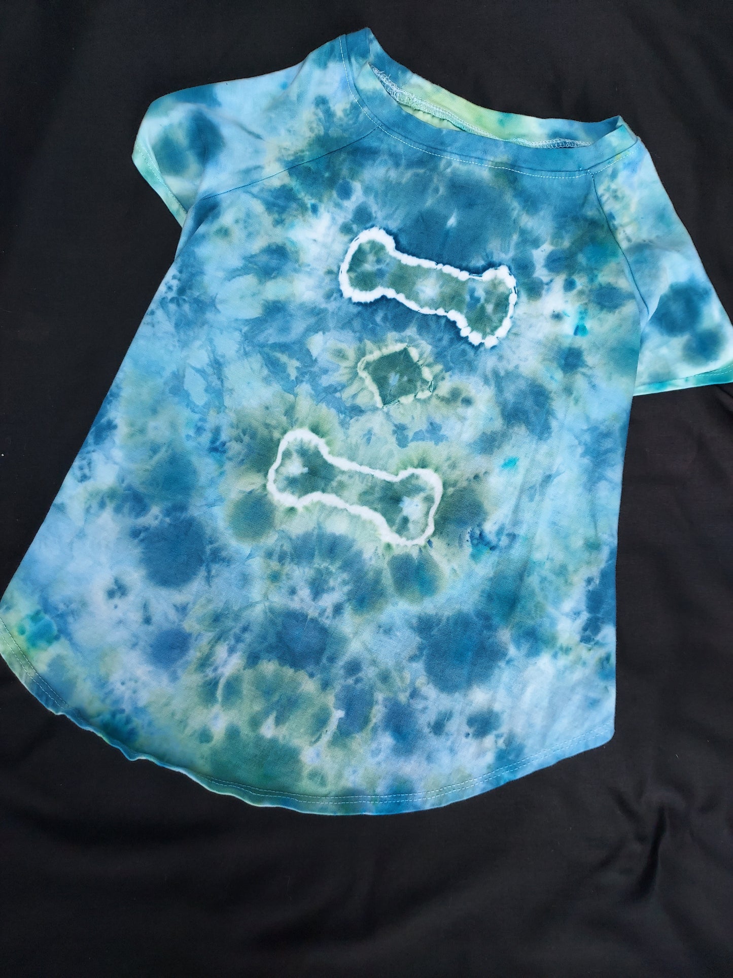 Dog Shirt Lg Blue/green w/Bone