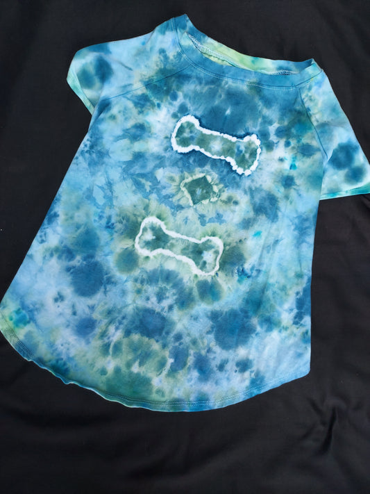 Dog Shirt Lg Blue/green w/Bone