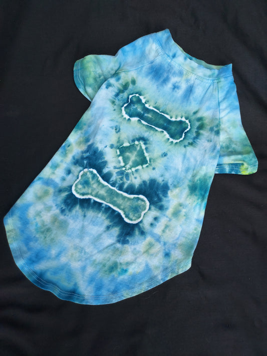 Dog shirt Sm-Med Blue/green w/bone